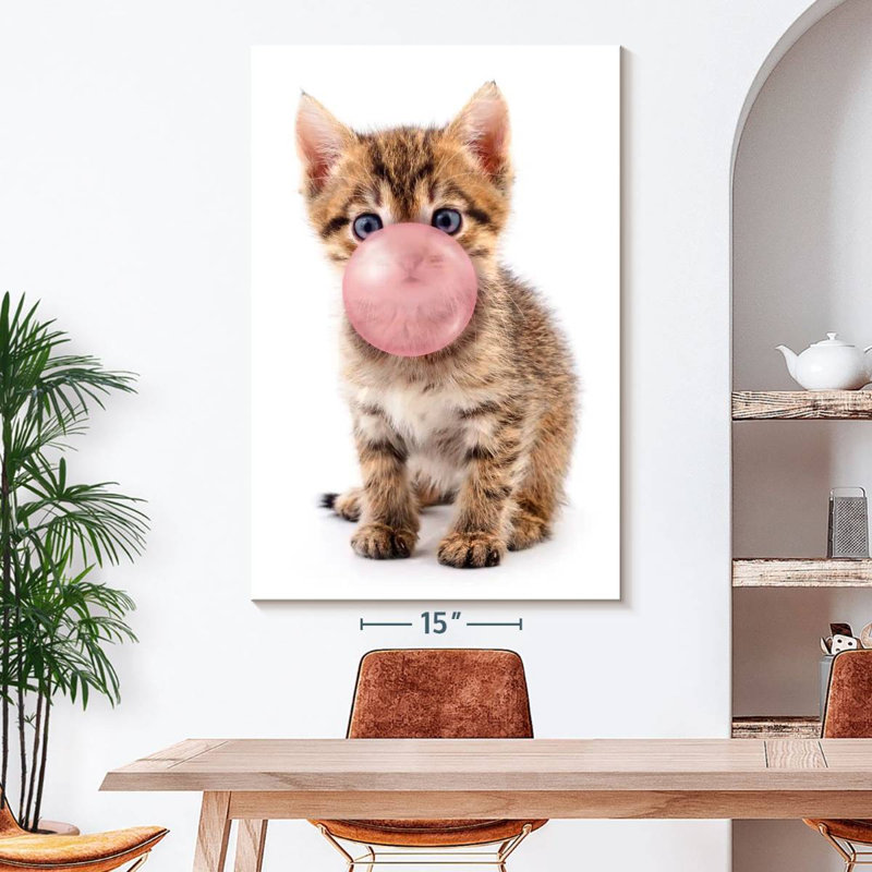 " Bubble Gum Kitten ", 34" H x 51" W x 1.25" D