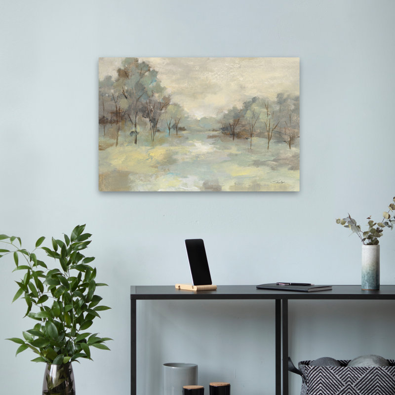 Paysage scénique - brun, gris, vert, gris, H 24 po x l 16 po