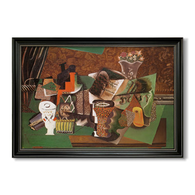 Cartes à jouer, verres, bouteille de rhum : Vive la France, 1914-1915 - Pablo Picasso - Toile encadrée sur mesure