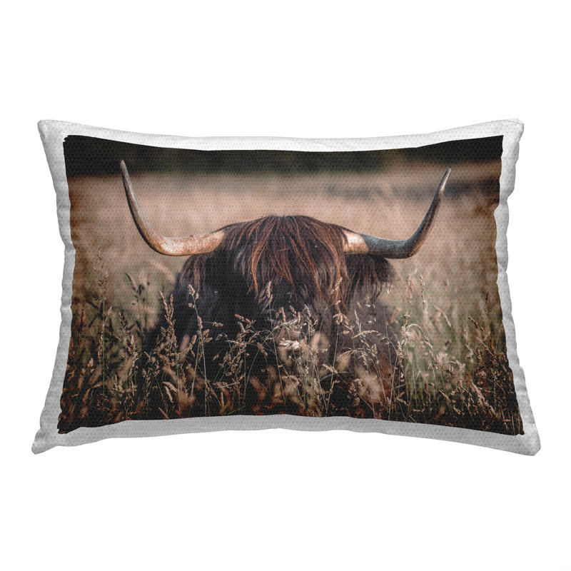 Brown Highland Cattle Outdoor Printed Pillow by Lil' Rue