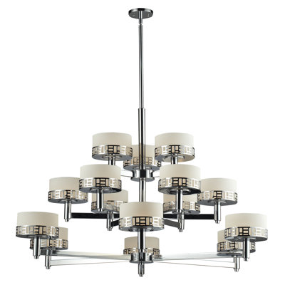 Barika 15 - Light Glass Dimmable Tiered Chandelier