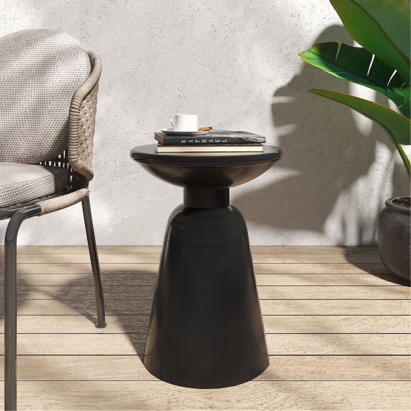 Table de bout d'extérieur en métal - Grand, Noir, Noir, Noir