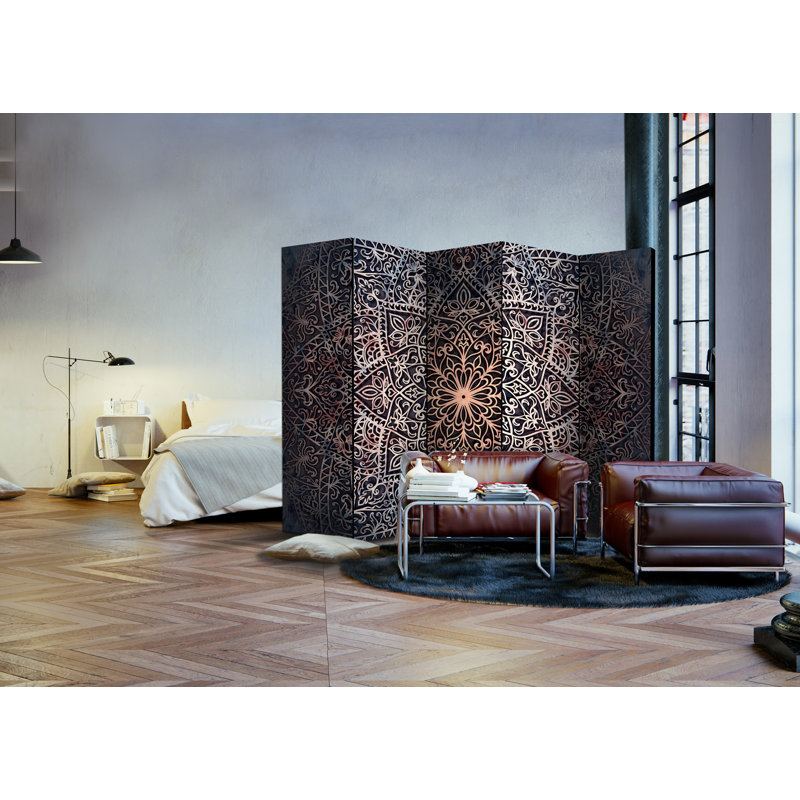 225cm W x 172cm H 5 - Panel Solid Wood Folding Room Divider