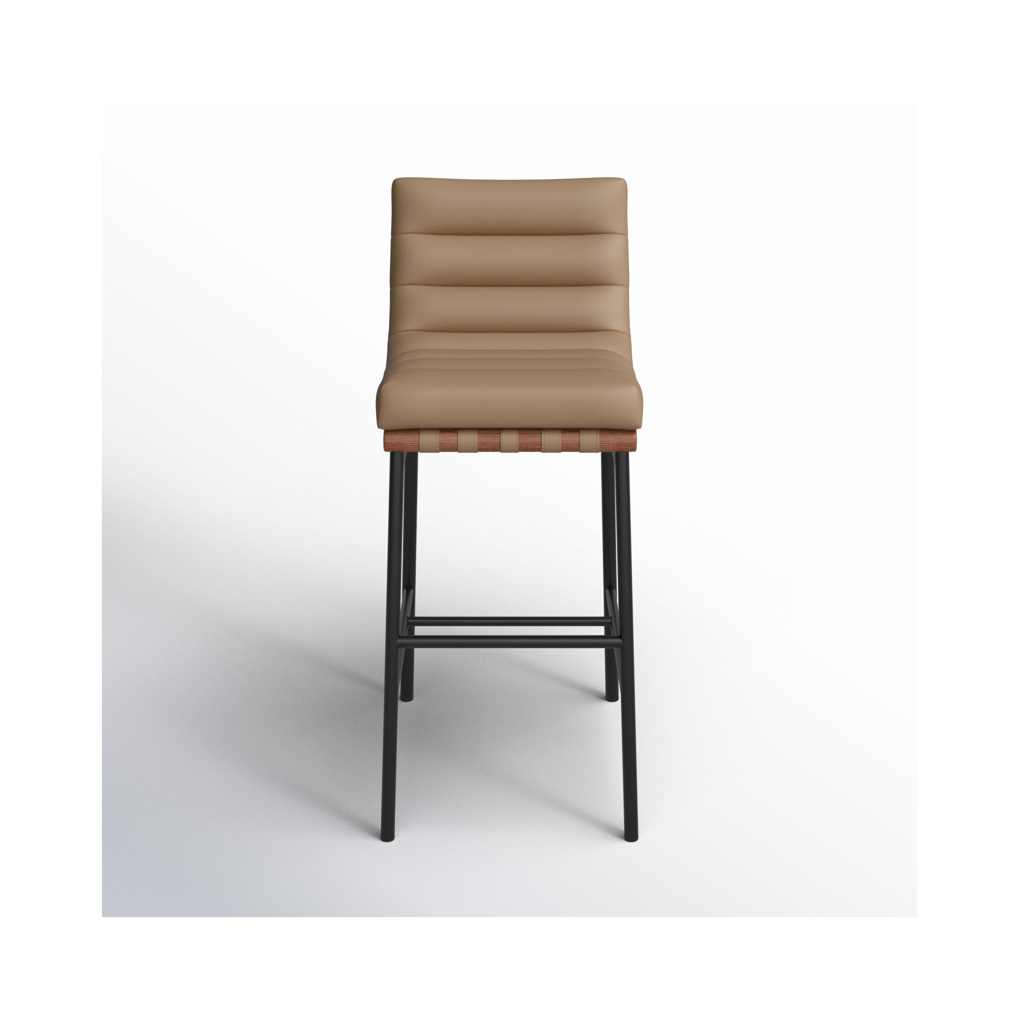 Vincentas Counter Stool, Bar Stool (29.9" Seat Height), Tan Vegan Leather