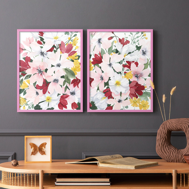 Impression encadrée Spring Bliss I-Premium - prête à être accrochée - aucun clou requis - aucun clou requis, Rose