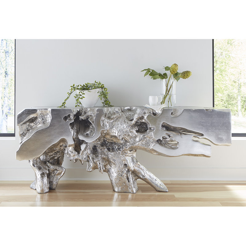 Silver Leaf Handcrafted 80" Resin Console Table with Storage