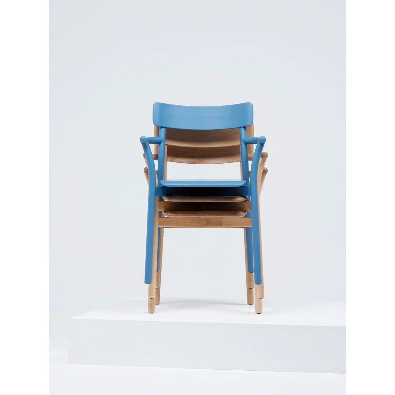 Chiaro Solid Wood Stacking Arm Chair, Natural Oak