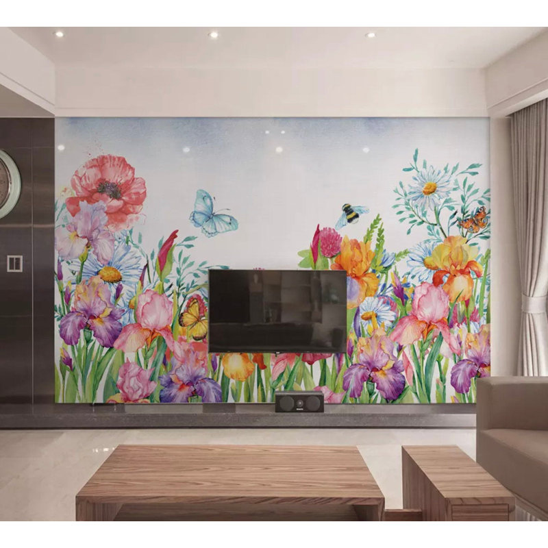 Papier peint floral bohémien bohémien, L 114 po x l 204 po