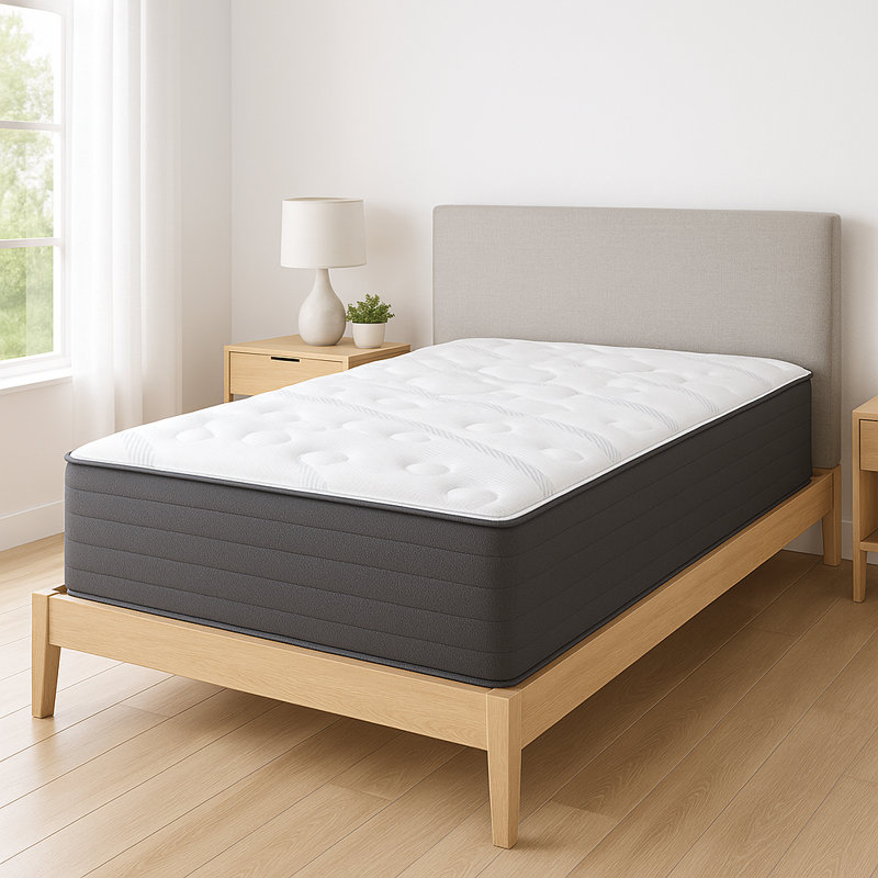 12-Inch Firm Double Sided Tight Top Innerspring Mattress With 4" Wood Box Spring, Full, Mink, Full
