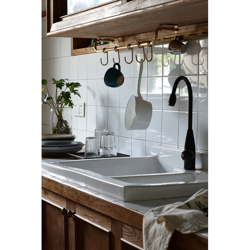Rustic Solid Brass Kitchen Utensil Rail