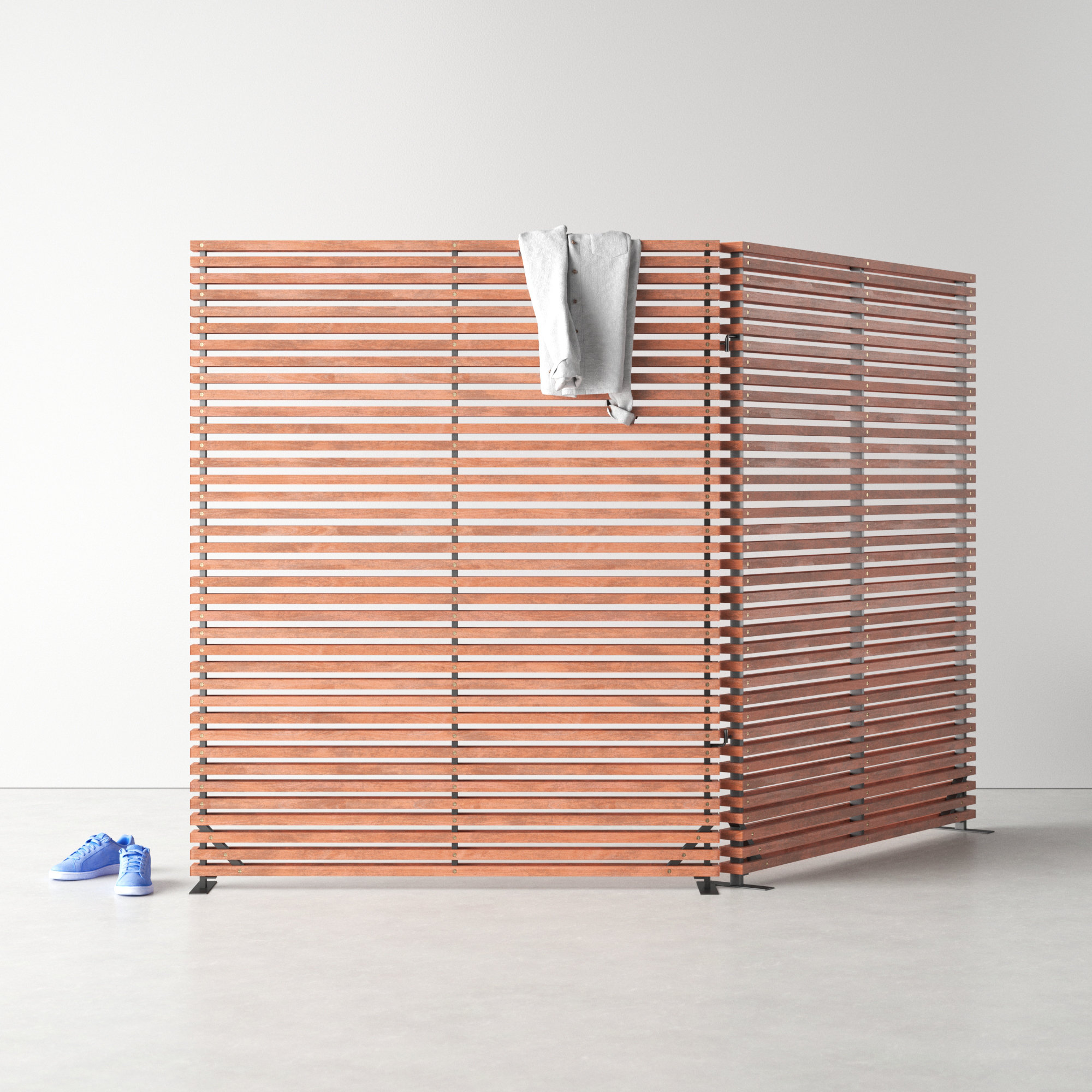 Auden 119" W x 72" H 2 - Panel Aluminum Folding Room Divider, Brown