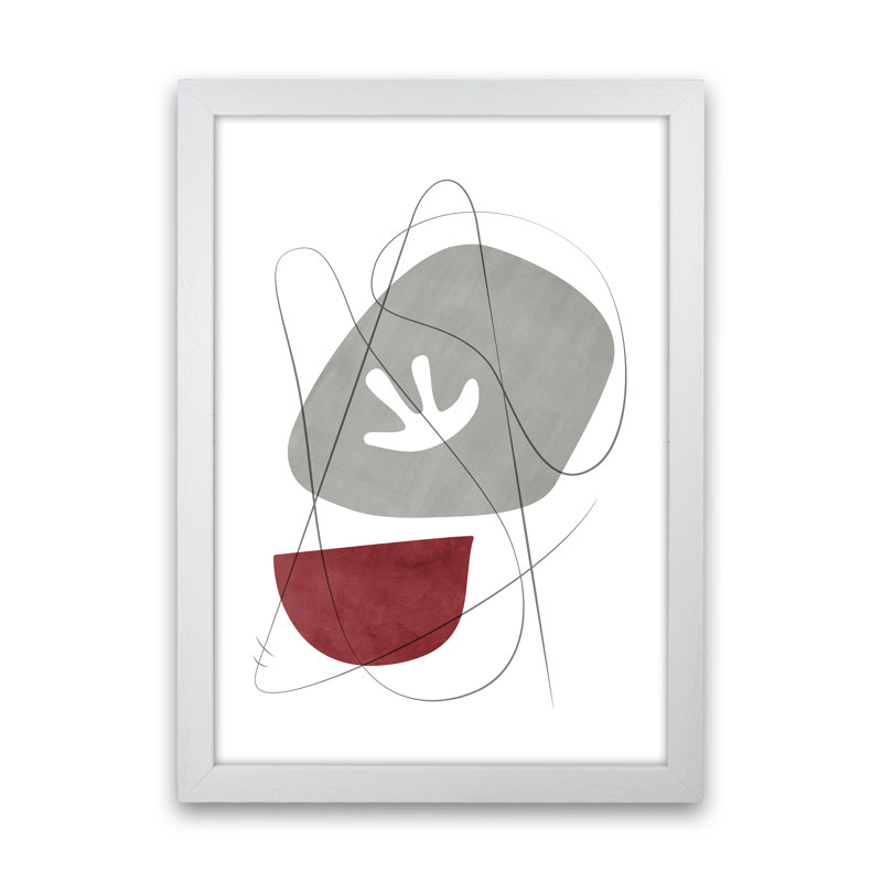 Abstraction With Grey Lines VII - Print, White Framed, 88cm H x 64cm W x 3cm D, Paper
