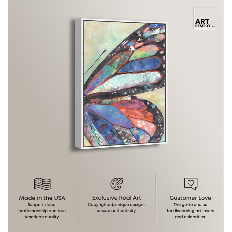White Framed Butterfly Canvas Wall Art, 46" x 31"