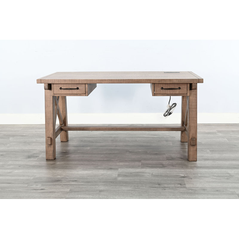  Vivian Writing Desk with Power Plug, Beige