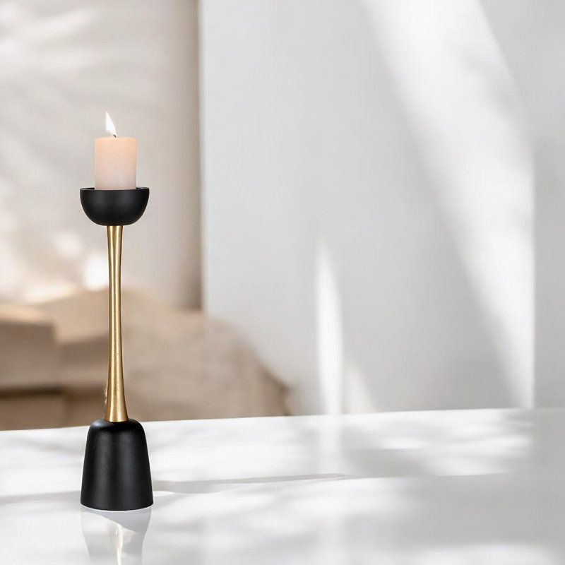 Aluminum Floor Candlestick, 46cm H x 10cm W x 11cm D