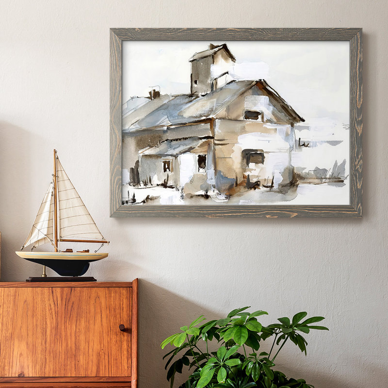 Grange délabrée II, Cadre photo gris simple, H 22 po x l 32 po x P 1,5 po