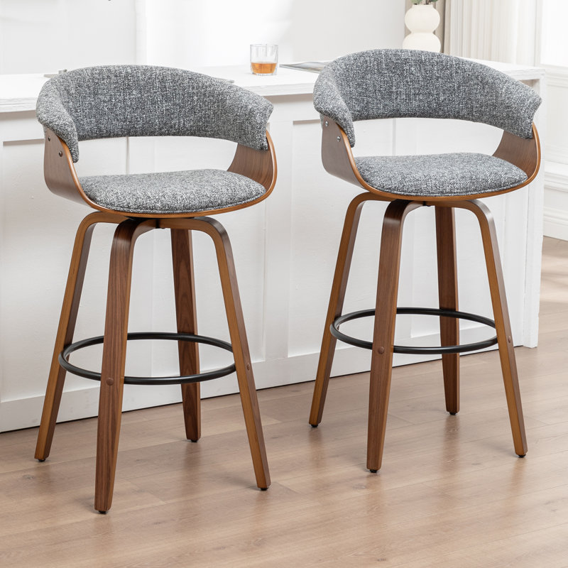 Tabourets pivotants rembourrés en lin Devlin, Tabouret de bar (siège d'une hauteur de 29,5 po)
