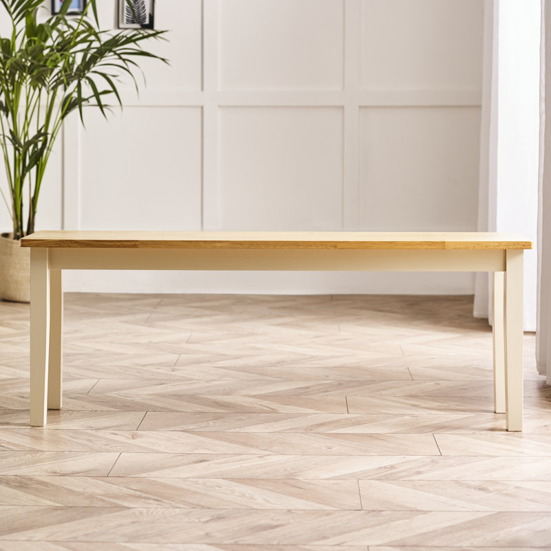 Alcazar Wood Bench, Oak/Cream, 45cm H x 120cm W x 30cm D