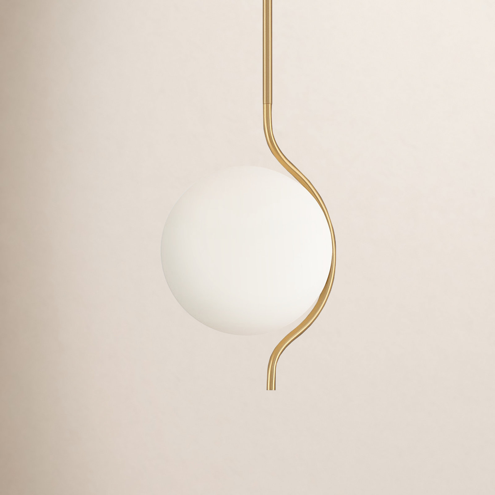 Dimmable Curved Jade Glass Globe Globe Pendant, Brushed Gold