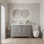 Meuble-lavabo sur pied 48 po, meuble-lavabo autoportant avec comptoir, armoire de rangement en bois massif gris