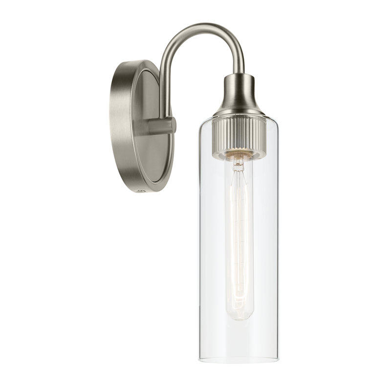 Applique murale 1 lumière 13 "avec verre transparent 13", Nickel brossé