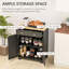 Buffet patiné noir patiné - comptoir en bois massif, 2 tiroirs, portes, armoire de rangement à tablette réglable