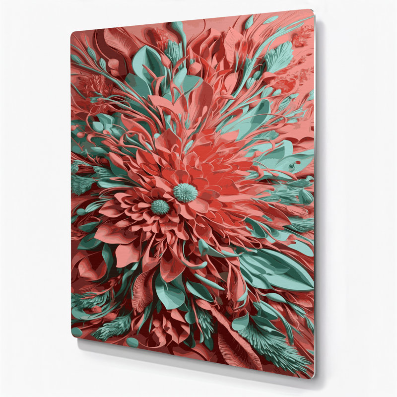 Abstrait floral 41, art mural gris en métal, H 11 po x l 14 po