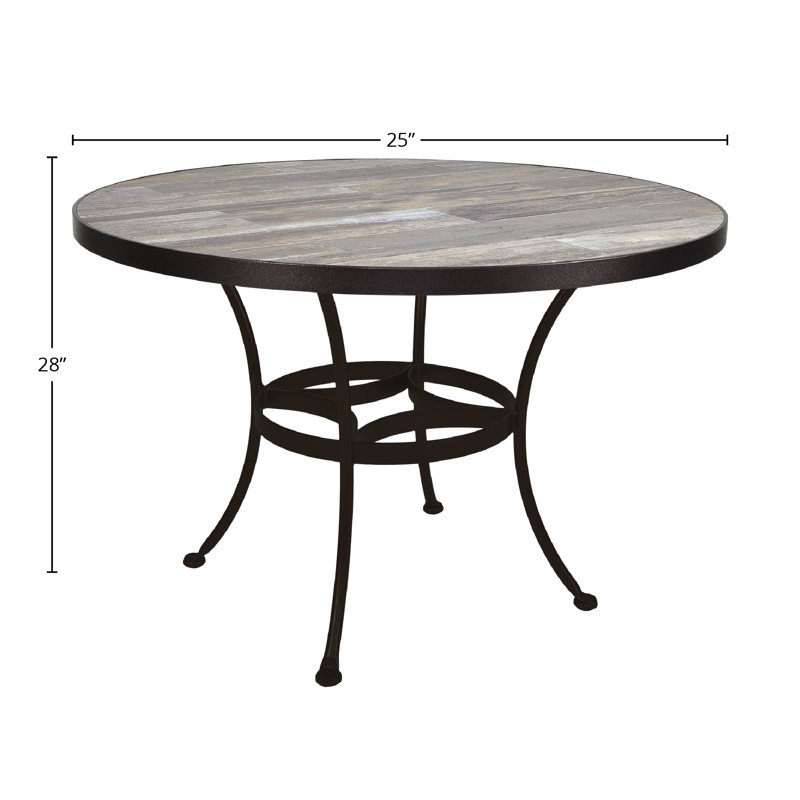 Outdoor Round Dining Table, 42" W x 42" L x 29.5" H, Pallazo White, Carbon Black