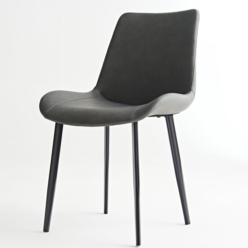 Ensemble de table de salle à manger gris en cuir PU et pieds en fer (2 pièces)