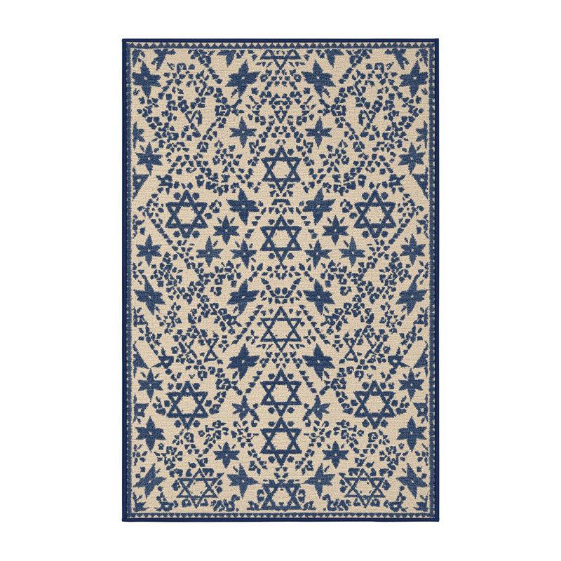 Tapis abstrait moelleux et moelleux beige moderne et contemporain Faye Hanukkah, 7 x 9