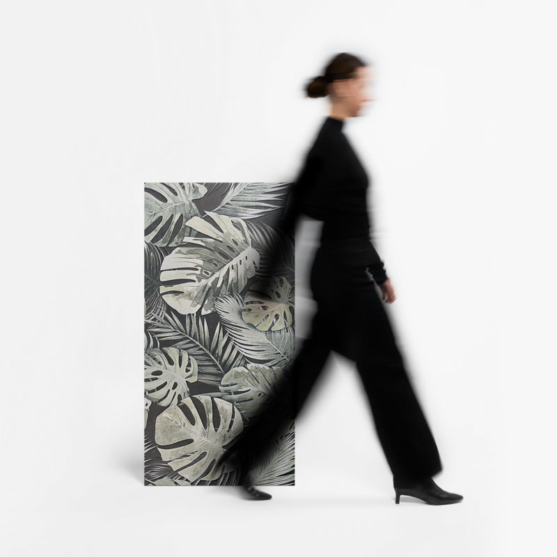 Botanic 24x48 Textured Matte Ceramic Tile, Dark Gray/Green