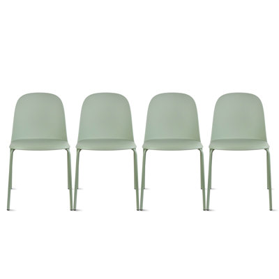 Annunziata Dining Chairs - Modern Stackable Plastic Chairs with Chrome Metal Legs & Solid Back - Set of 4 Kitchen & Dining Room Chairs