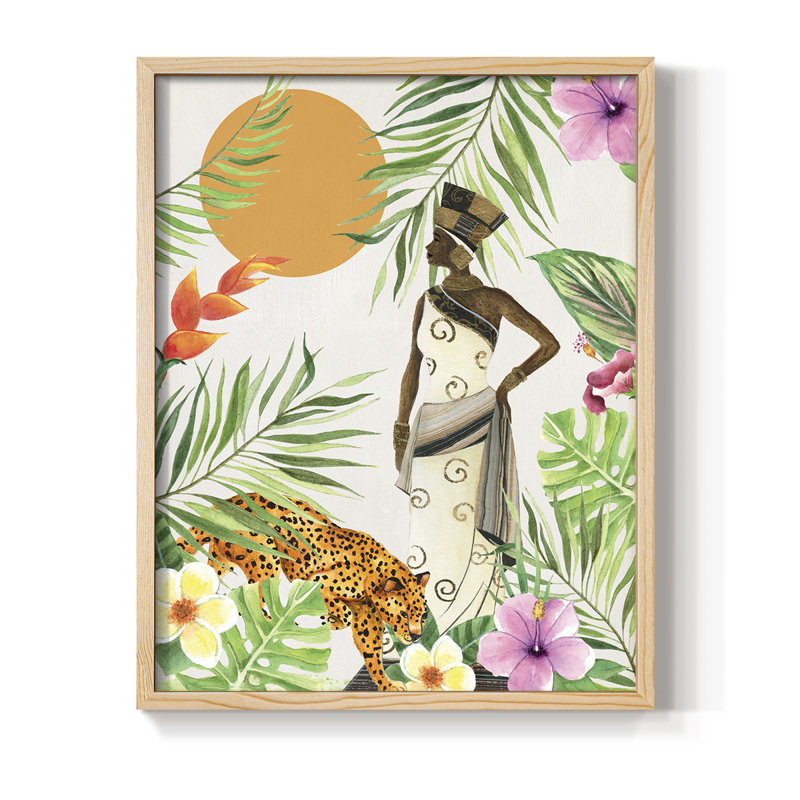 Feline Tropics II, reproduction encadrée - bois massif, Naturel, H 11 po x l 9 po