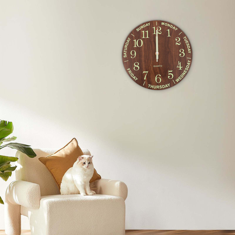 11.81x1.97" Night Light Wall Clock
