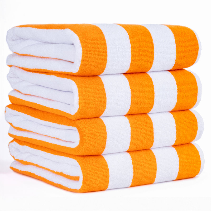 Serviettes de plage à rayures Devontia Cabana, serviettes de piscine surdimensionnées 30 x 60 pouces 4 pièces, Orange