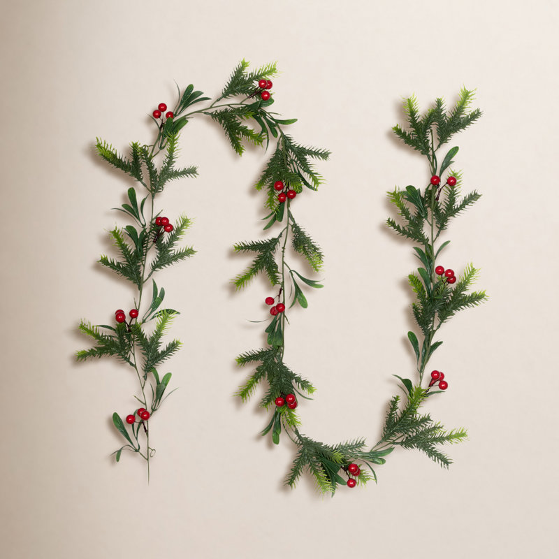 Holly Berries And Pine Artificial Christmas Garland - 6' - Unlit