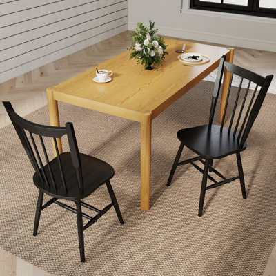 Ensemble de salle à manger Modern Farmhouse - Table en bois massif et chaises Windsor - Ensemble de cuisine 3/5/7 pièces en plusieurs finitions
