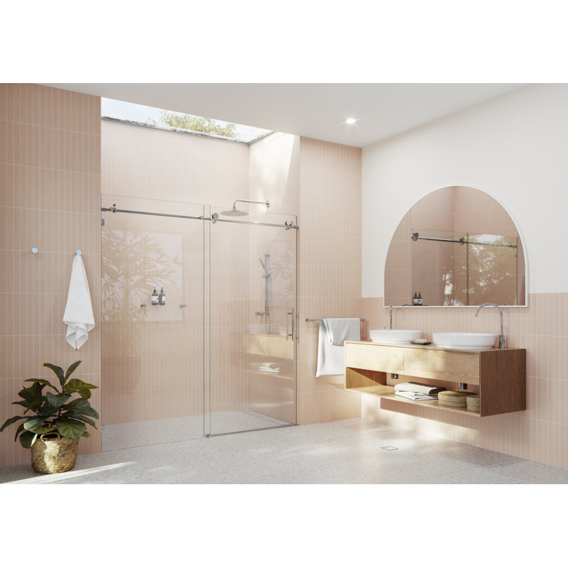 Eclipse 64 - 68 po. X 78 po. Porte de douche coulissante entièrement sans cadre, Noir mat