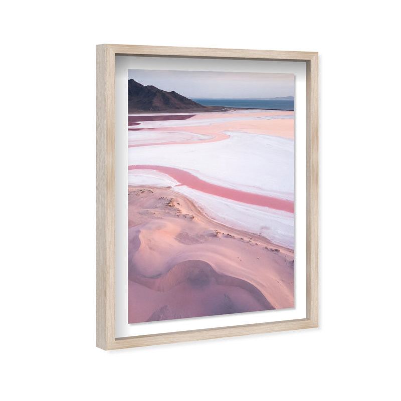 Blush Ocean Print by Oliver Gal, 11.5"H x 16.5"W, Natural Oak Shadowbox