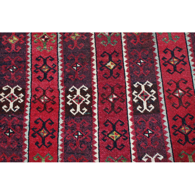 Wool Abstract Area Rug in Red