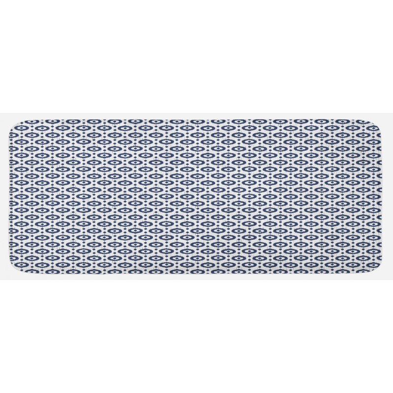 Tapis de cuisine cercles à pois ornés de motifs rétro, Gris clair