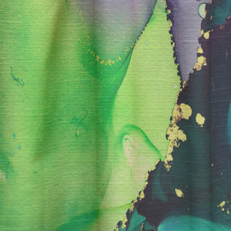 Rideau géométrique vert luxueux abstrait Art VI - velours obscurcissant - 1 panneau, L 52 po x L 63 po