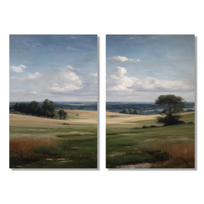 «Calming Meadows In The South Of France - France», art mural sur toile, voyage vert encadré 2 pièces