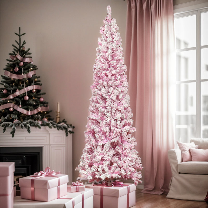  7.5' Snow Flocked Slim Christmas Tree