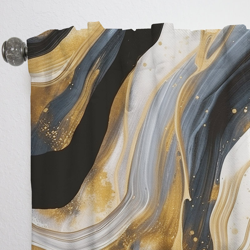 Fausta - Marble Painting Textured I - Modern Velvet Curtain - Room Darkening - 1 panel, 52" W x 63" L
