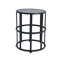 Table d'appoint en céramique avec structure en fer thermolaqué - Décoration de patio légère et résistante aux intempéries