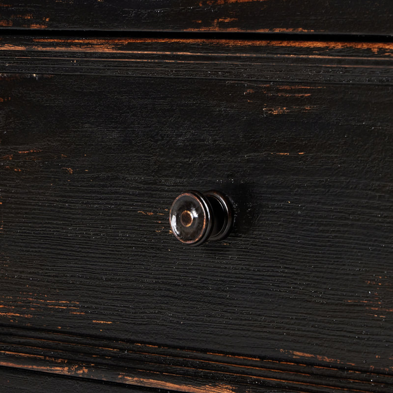 Loami China Cabinet, Distressed Burnt Black Veneer