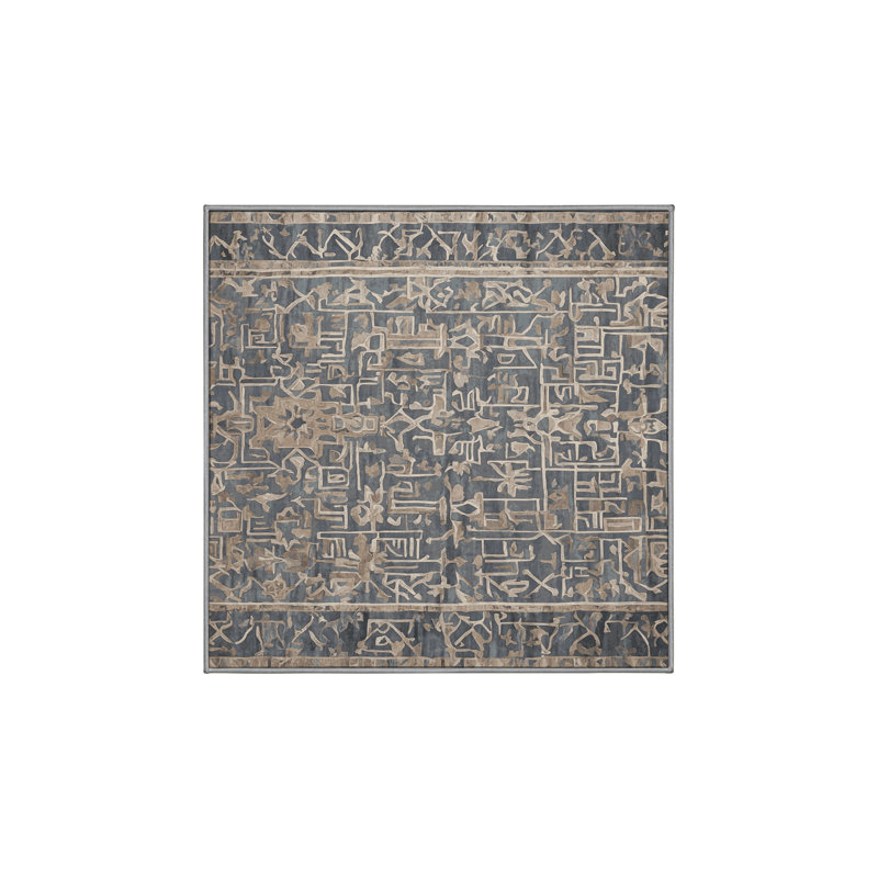 Tapis gris soyeux et moelleux, Carré 4 pi