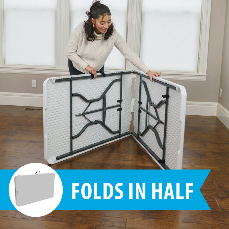 Lifetime 8ft Fold-in-Half Folding Table – Light Commercial Portable Table, White