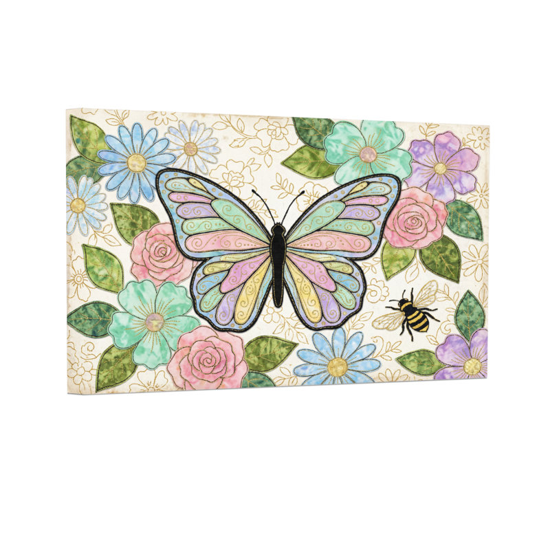 Animaux, animaux, fleurs, abeilles, impression de motifs de jardin, H 16 po x l 24 po
